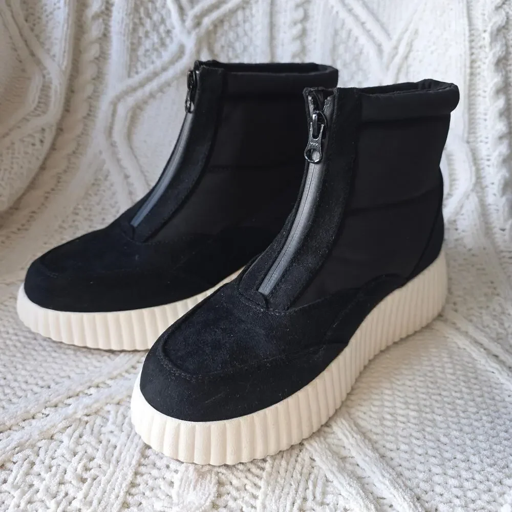 NEW White Mountain‎ Women Platform High-Top Sneaker Bootie Boots SZ 7.5 Black